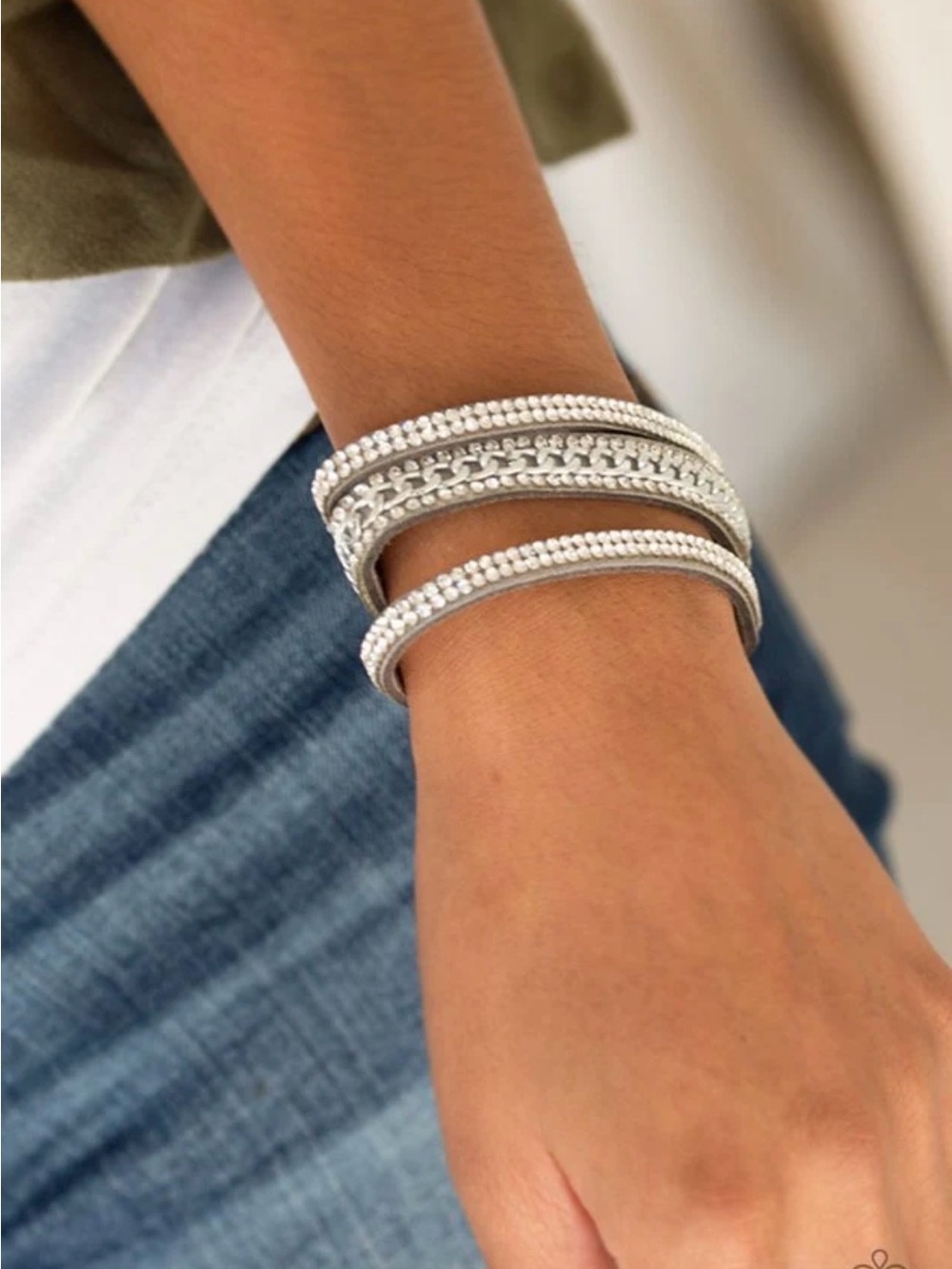 Paparazzi Bracelet ~ Rollin In Rhinestones - Silver